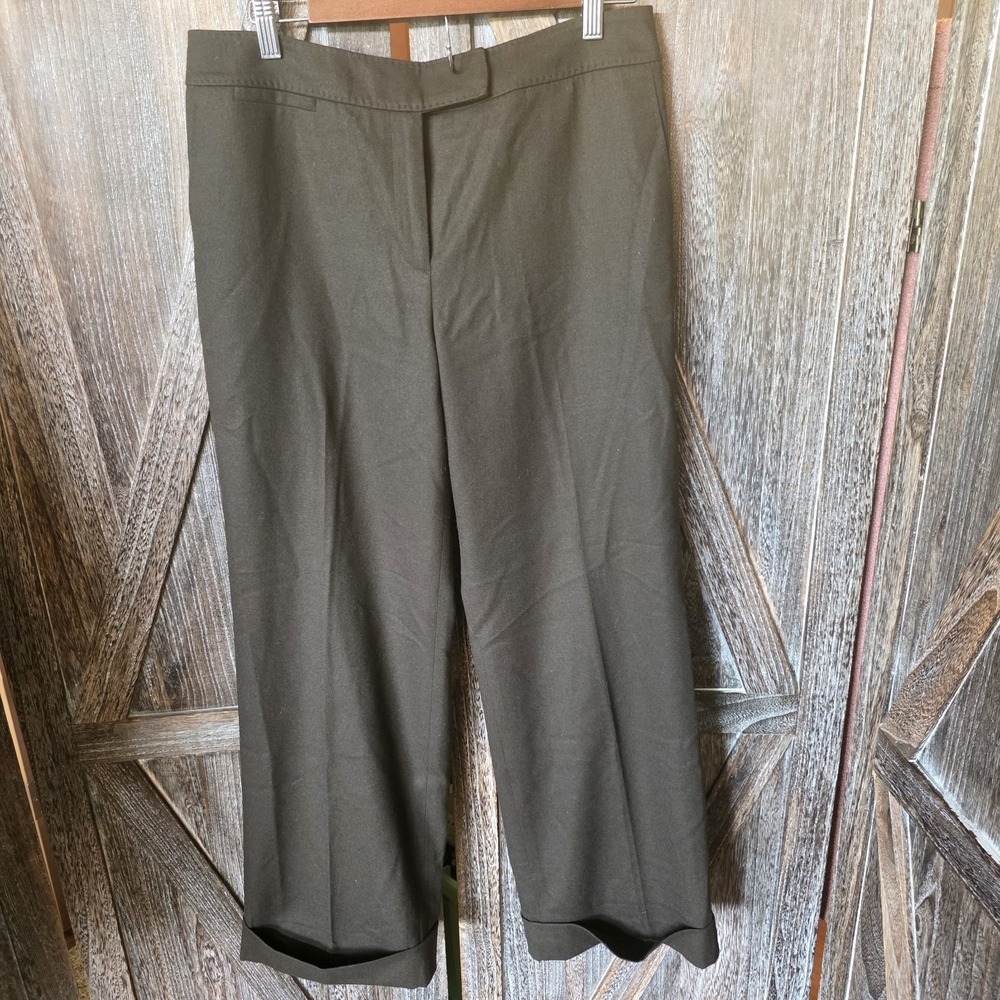 Talbots Pants Women's Size 10 Petite Brown Trousers Cuffed Cropped Lined Wool